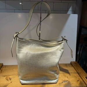 Coach Legacy Leather Duffle 19896 Metallic Silver Shoulder Bag Large